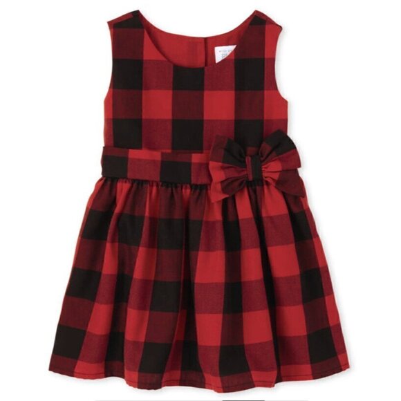 The Children’s Place Toddler Girls Buffalo Red Black Plaid 5T Dress TCP New - Picture 4 of 10